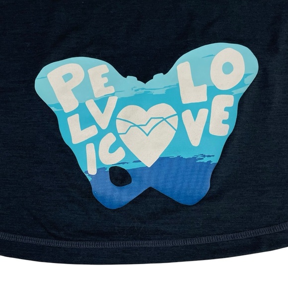 Vuori Lux Performance Racerback Tank Ink Heather Pelvic Love Graphic - Picture 7 of 13